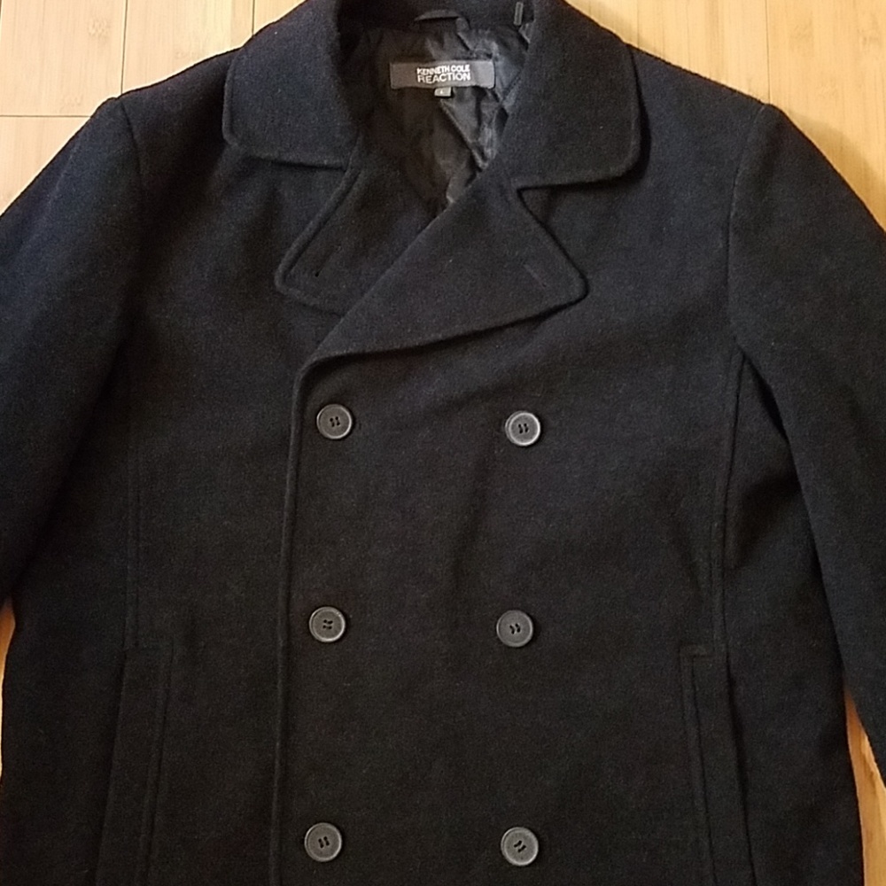 Men's (L) Kenneth Cole Double Breasted Wool Coat